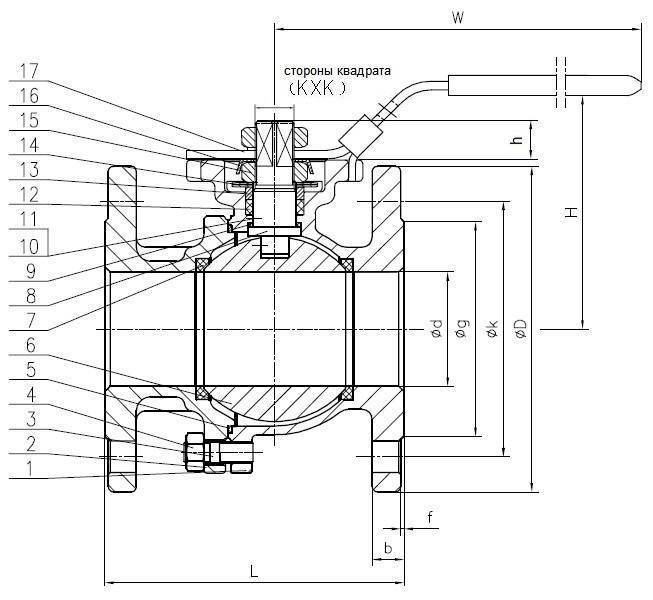 Шаровой кран полнопроходный из нержавеющей стали фланец/фланец с рукояткой и ISO фланцем под установку привода AISI316 (CF8M) ABRA (фланцевый нержавеющий шаровой кран)