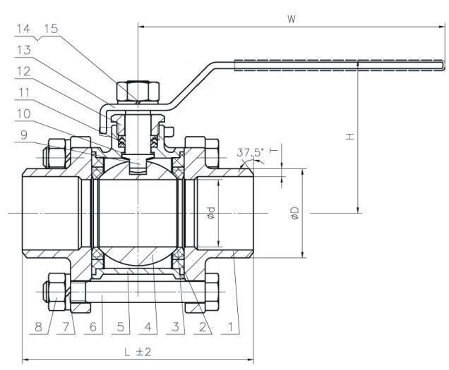 Шаровой кран полнопроходный из нержавеющей стали сварка/сварка с рукояткой AISI316 (CF8M) ABRA