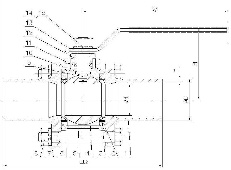 Шаровой кран полнопроходный из нержавеющей стали сварка/сварка с рукояткой AISI316 (CF8M) ABRA длинные патрубки