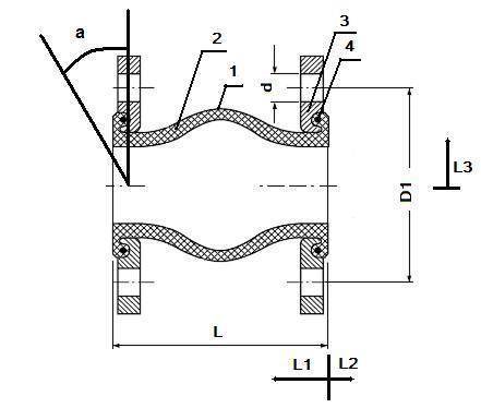 Габаритные размеры, обозначения для заказа, вес и допустимые условия эксплуатации для гибких вставок фланцевых - антивибрационных компенсаторов NBR. 