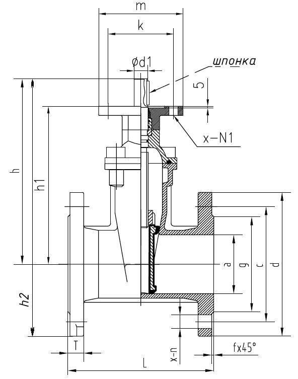 Диаграмма Давление / Температура для задвижки клиновой ABRA-A40-10 с обрезиненным клином и невыдвижным штоком Ду 300-900, Ру 10: Задвижка клиновая с обрезиненным клином и невыдвижным штоком под установку электропривода или редуктора